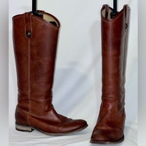 Frye Women’s Melissa Button Lug Tall Boots in Cognac